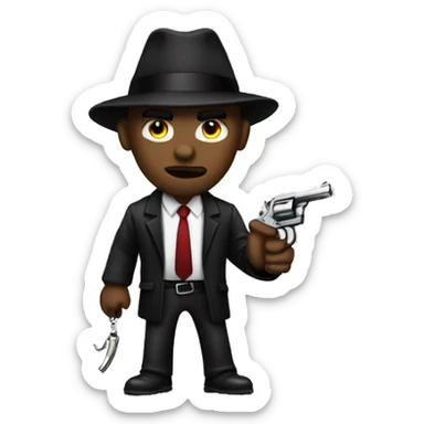 mafia member holding a revolver sticker