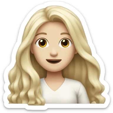 Pale girl with long hair waving sticker