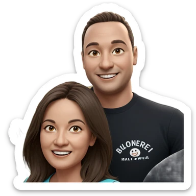 smiling girl with boy outdoors sticker