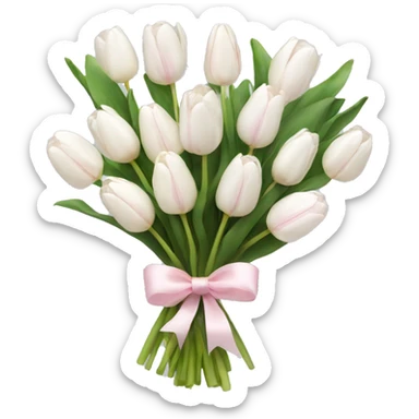 White tulips bouquet with light pink bow  sticker
