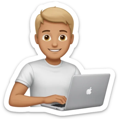 happy man on laptop sticker