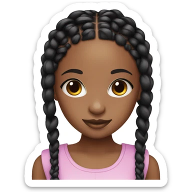 cute brown skin girl with black box braids sticker