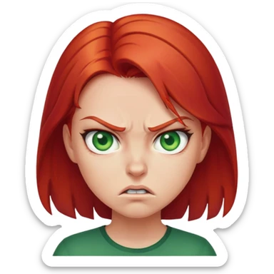 Angry girl with red hair and green eyes sticker