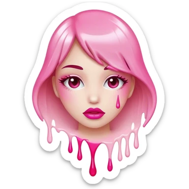 pink ombre glossy lips dripping white paint sticker