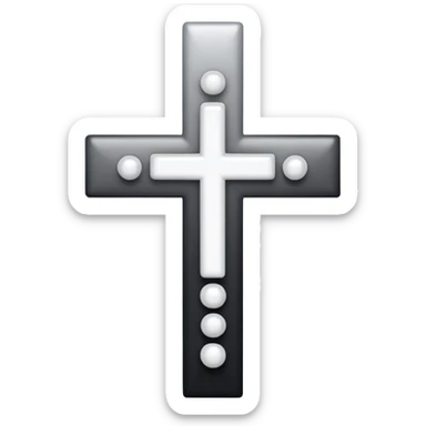 Elegant emoji icon of a white cross made of white beads, glossy surface, subtle shadows, pure white palette, centered sticker