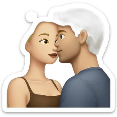 Blond guy kissing brunette sticker