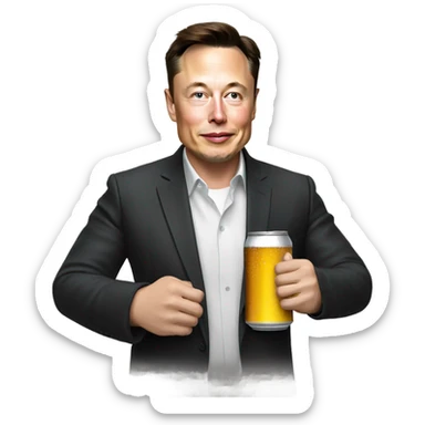 elon musk drinking a beer sticker