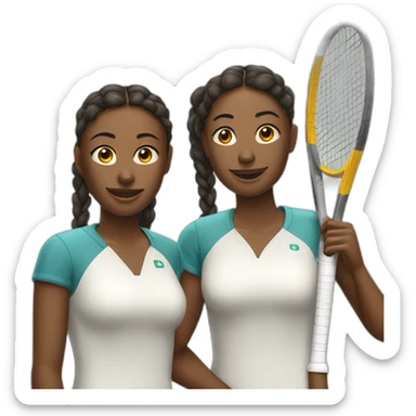 two women play tennis sticker