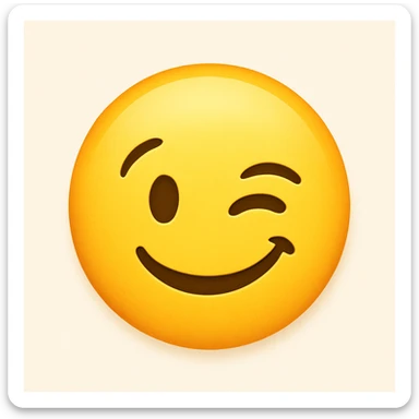 yellow emoji face, winking, playful sticker