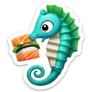 Seahorse eating sushi sticker