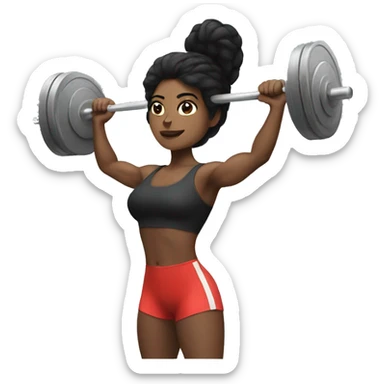 white women with black hair doing power lifting  sticker
