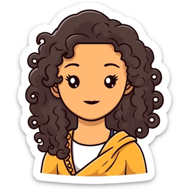 attractive Greek woman with long curly dark brown hair and light skin sticker