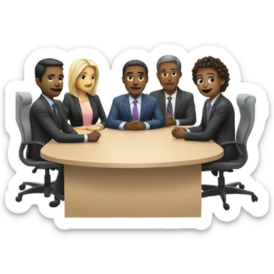 5 people business meeting sitting at a table sticker