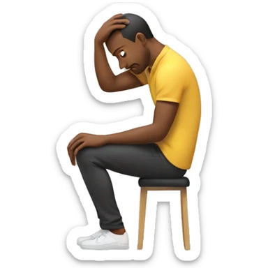 creates a man on his back in a thinking position with one hand on his face with a thinking gesture sticker