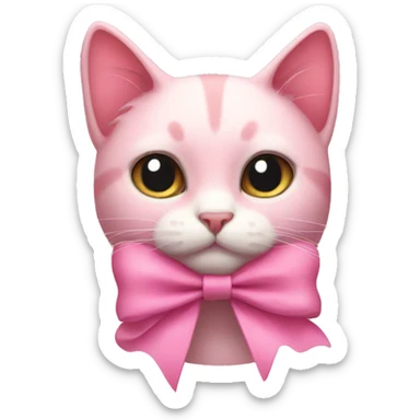 Pink bow cat  sticker