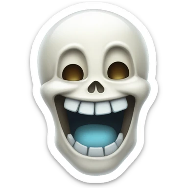 Ice chiseled white skull laughing sticker