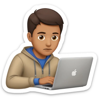 male technologist working on a laptop sticker