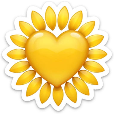yellow heart with a sunburst center sticker