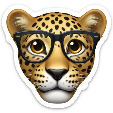 a leopard with nerd glasses and teeth  sticker