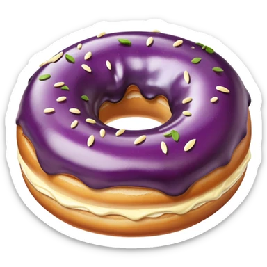 Eggplant in donut with cream sticker
