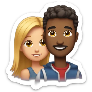 Garçon qui fait un gros bisous à sa petite copine sticker