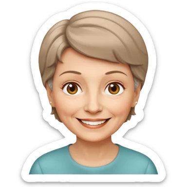 ahora hazme una mujer blanca viejita blanca con el pelo corto y cafe claro sticker