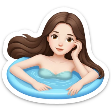  beautiful pale brunette girl with long hair relaxing sticker