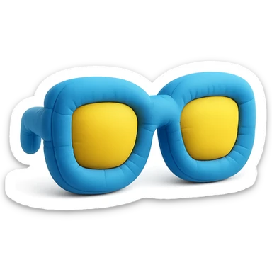 sunglasses in cushion style, soft plush look, bright colors sticker