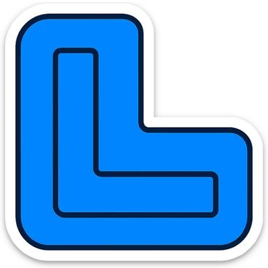 modern icon representing LeanIX with signature blue color and stylized L shape, minimal and tech-inspired sticker