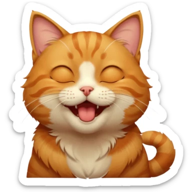 A high-resolution photo-realistic digital illustration of a solid ginger tabby cat, eyes closed, head titled up yawning sticker