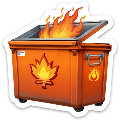 Flaming dumpster fire with the words "Indian bureaucracy" on the dumpster.  sticker