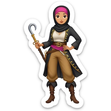 Hijabi woman with a pirate hook leg sticker