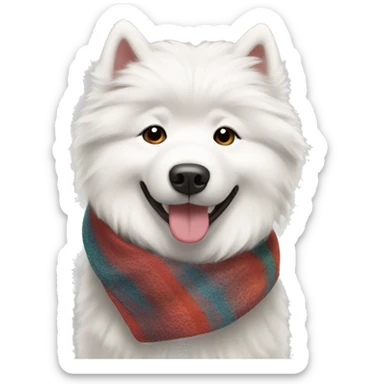Samoyed dog wearing a scarf  sticker