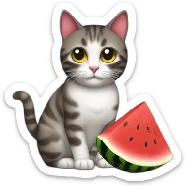cat with watermelon sticker