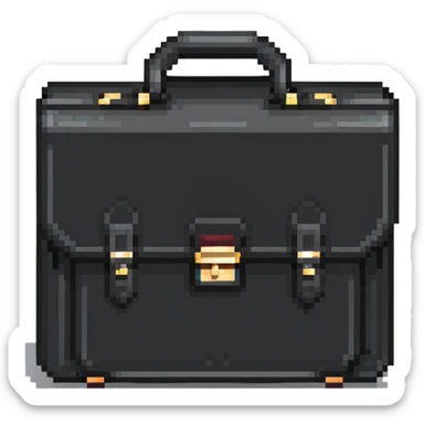 business briefcase with corporate documents sticker
