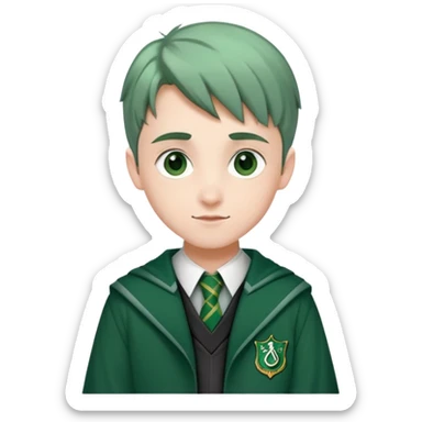 Student wearing Hogwarts Slytherin uniform with green and silver colors sticker