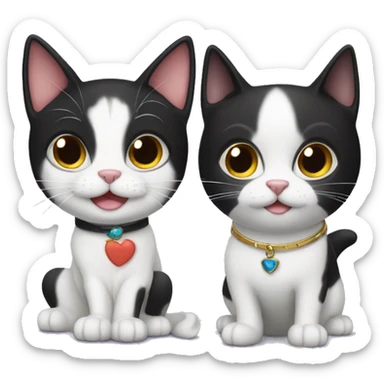 A tuxedo cat and a small white dog sticker
