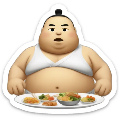 sumo wrestler at a buffet sticker