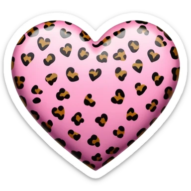 pink leopard print heart sticker