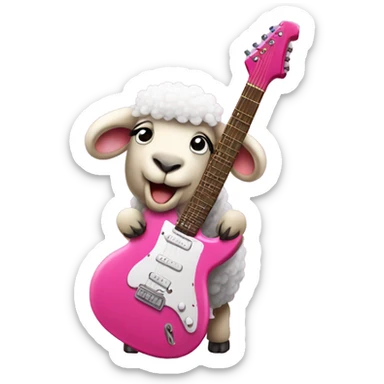 Sheep plays pink electric guitar sticker