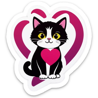 Gatto col cuore sticker