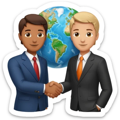 Shake hands and a globe showing negotiation of climate change sticker