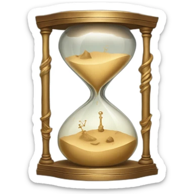 A broken but still ticking sand clock with ancient design and shining glass sticker