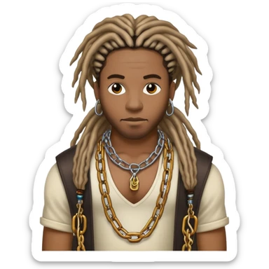 handsome black man with chains on and designer clothes and dreadlocks sticker