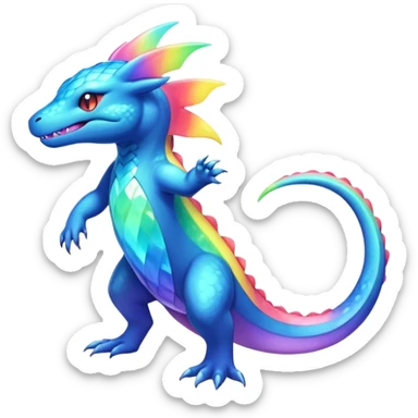 Rainbow crystalic Shiny pastel Salandit-Aurorus-Noibat-Fakémon-hybrid-creature (full body)  sticker