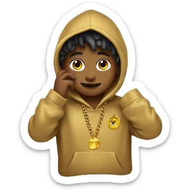 saluting boy in hoodie gold chain  sticker