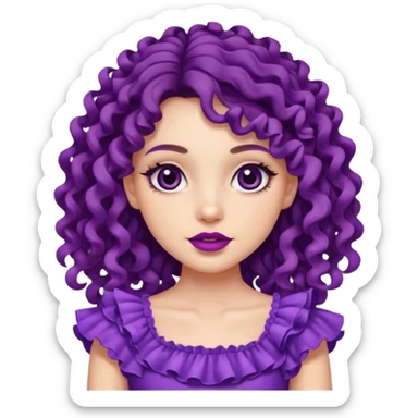 Very beautiful girl – With long, tight curls – Purplish dark circles – Slightly purple gums – Thin lips – She wore a ruffled skirt.” sticker