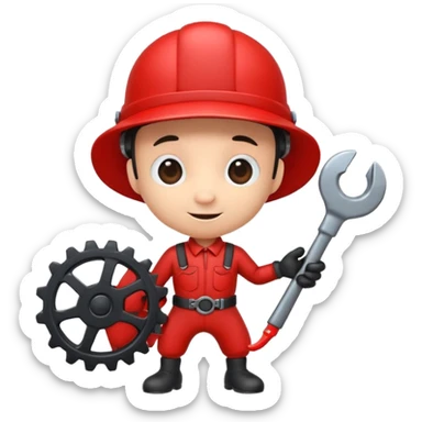 cute ant with a mechanic's hat and a gear sticker