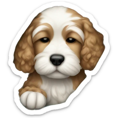 cockapoo puppy sleep in blanket sticker