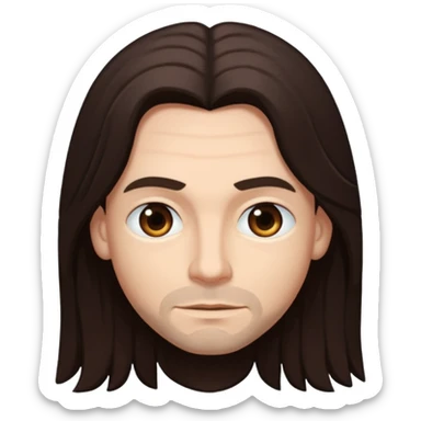 James Shaffer (b.1970) with long dark brown hair sticker